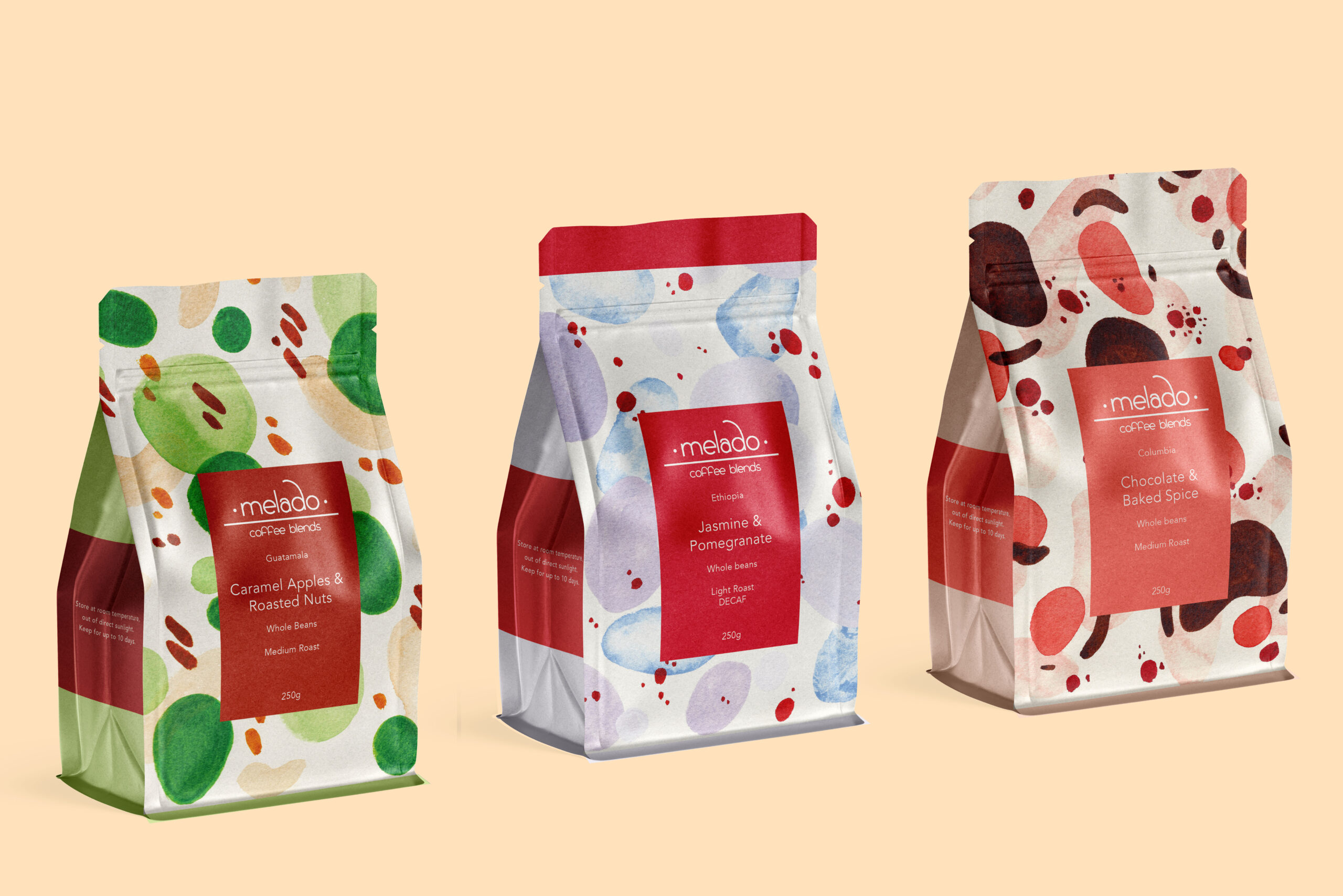 Melado 2020 packaging, three bags