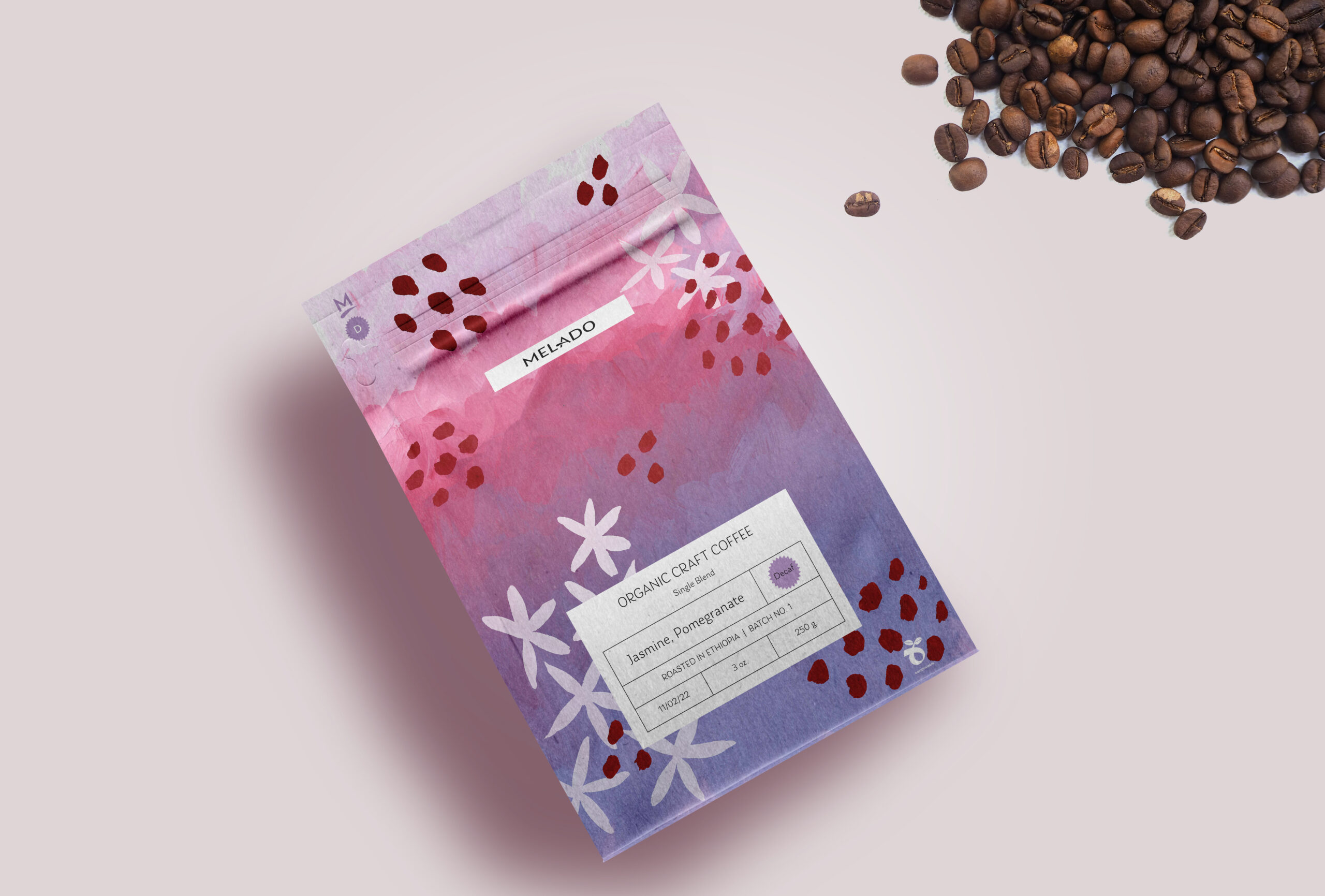 Melado Coffee Blends packaging, single bag (Jasmine)